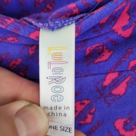 NWT LuLaRoe Simply Comfortable Purple and Pink Pants One Size See Measurements - Picture 9 of 10